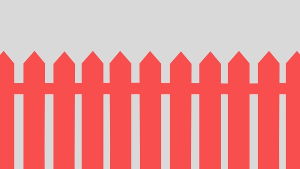 Una valla de color rojo sobre fondo gris.